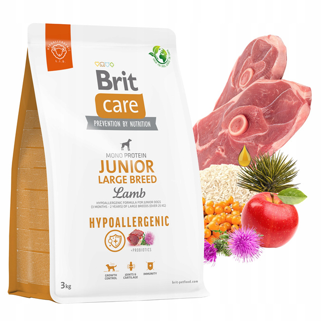 BRIT CARE Hypoallergenic JUNIOR karma szczeniąt dużych ras jagnięcina 3kg