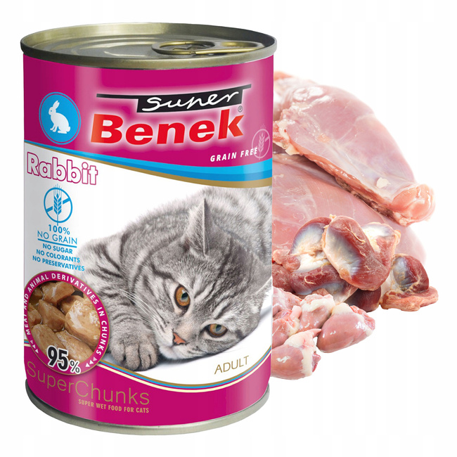 BENEK Chunks Karma mokra dla kota mix smaków 5 x 415g Bezzbożowa