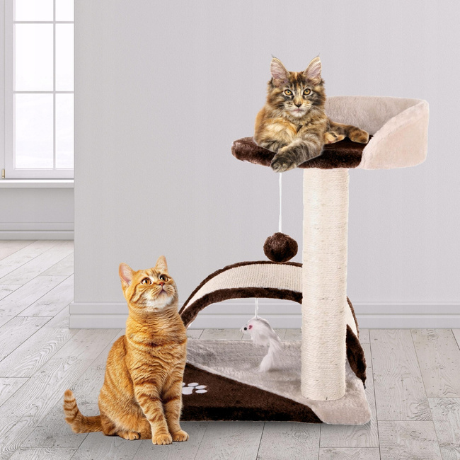 Drapak dla kota Gaczoo z podstawką i zabawką brązowy 35 x 35 x 42 cm