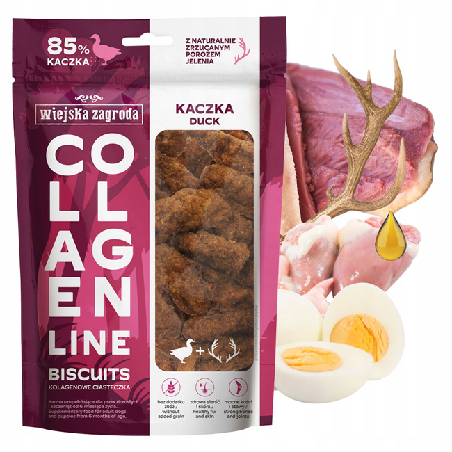 WIEJSKA ZAGRODA COLLAGEN Ciasteczka kolagenowe przysmak dla psa Kaczka 90g