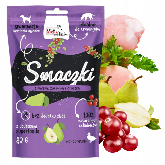 Syta Micha smaczki przysmak dla psa kaczka żurawina gruszka 80g
