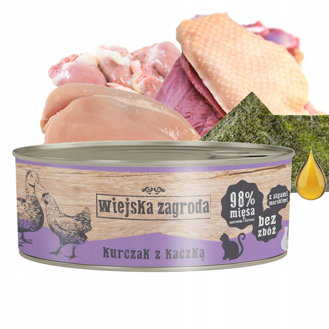 WIEJSKA ZAGRODA karma mokra dla kota mix smaków 24 x 85g Bezzbożowa