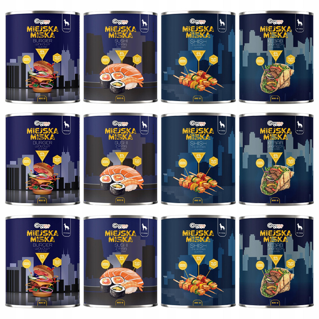 Gaczoo Miejska Miska bezzbożowa karma mokra dla psa mix smaków 12 x 800g