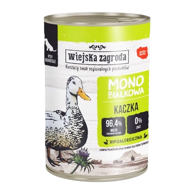 WIEJSKA ZAGRODA MONOPROTEIN Karma mokra dla psa Kaczka 400g