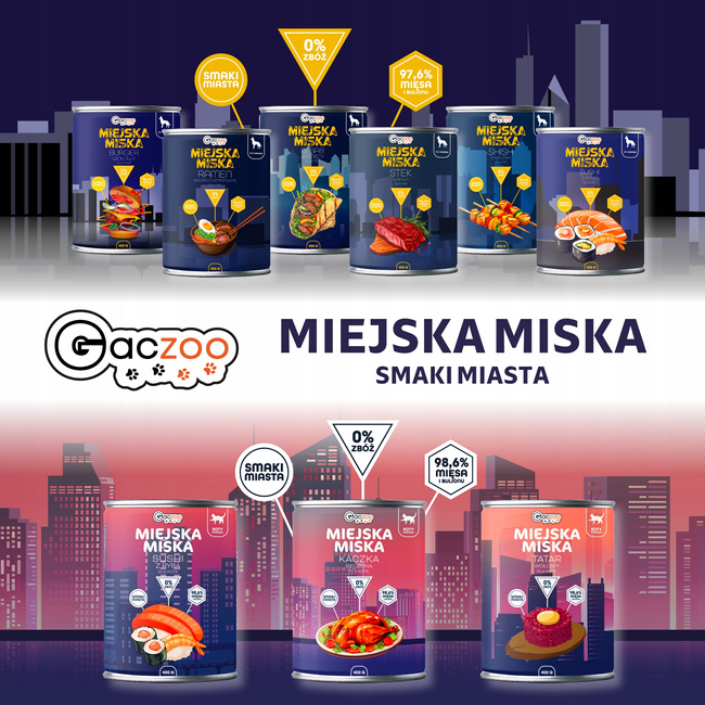 Gaczoo Miejska Miska bez zbóż karma mokra dla psa Kebab Jagnięcy 12 x 400g