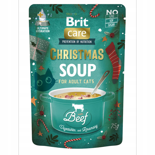 BRIT CHRISTMAS SOUP karma mokra zupa dla kota Wołowina 15 x 75g