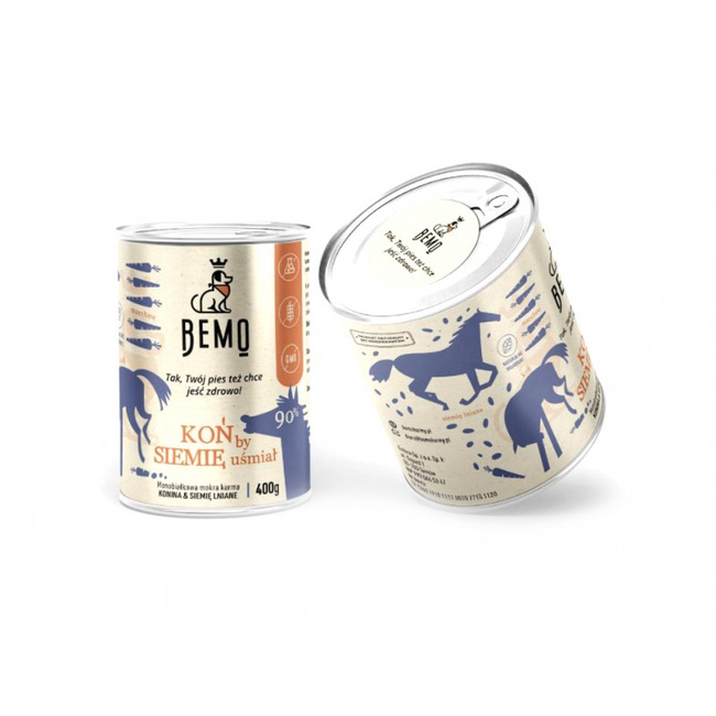 BEMO karma mokra dla psa KOŃ BY SIEMIĘ UŚMIAŁ Konina 12 x 400g monobiałkowa