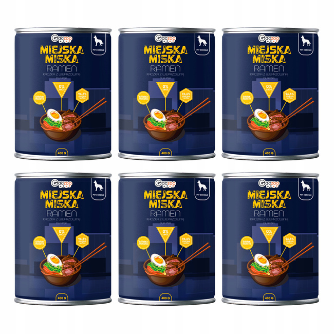 Gaczoo Miejska Miska bezzbożowa karma mokra dla psa Ramen 6 x 400g