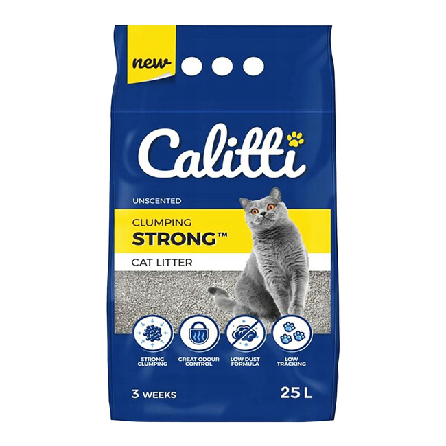 Bentonitowy żwirek dla kota Calitti Strong 25l Bezzapachowy