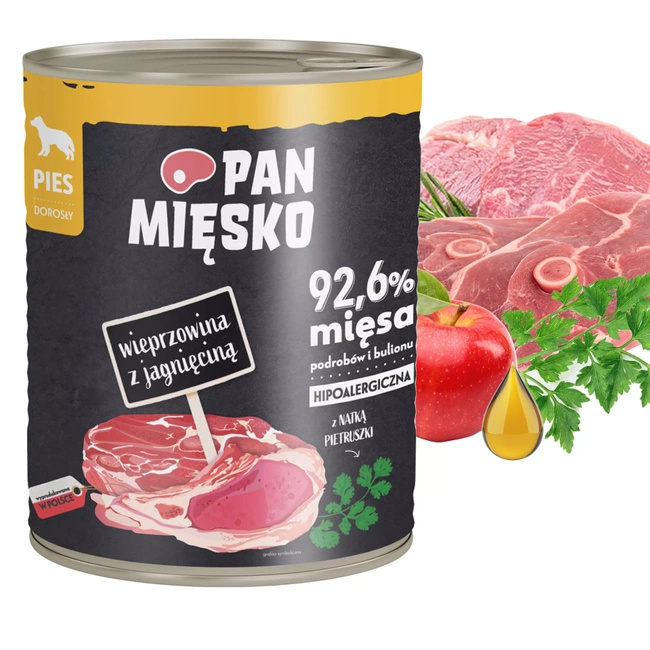 Pan Mięsko mokra karma dla psa Wieprzowina Jagnięcina 800g 