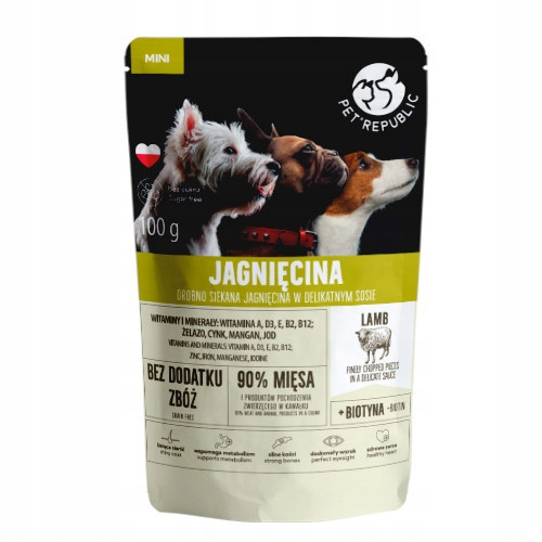 PET REPUBLIC Mini Fileciki karma mokra dla psa Jagnięcina 100g