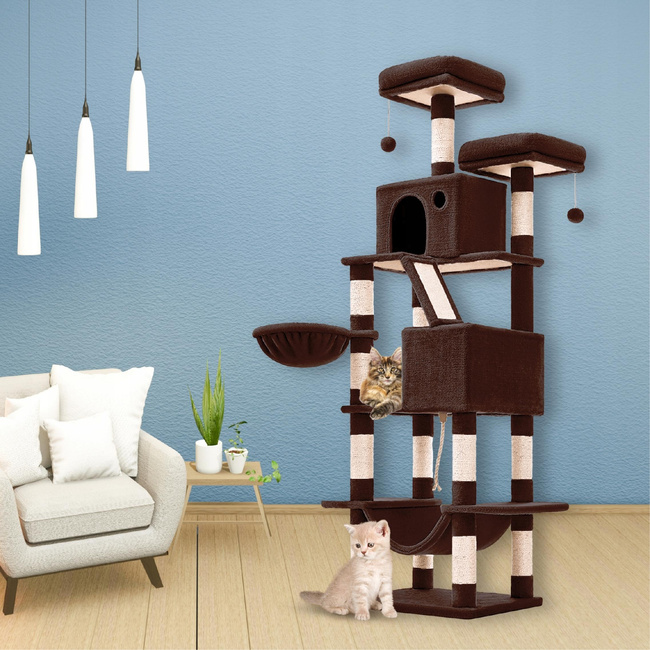 Drapak dla kota Gaczoo wysoki wieża legowisko brązowy 60 x 50 x 206 cm