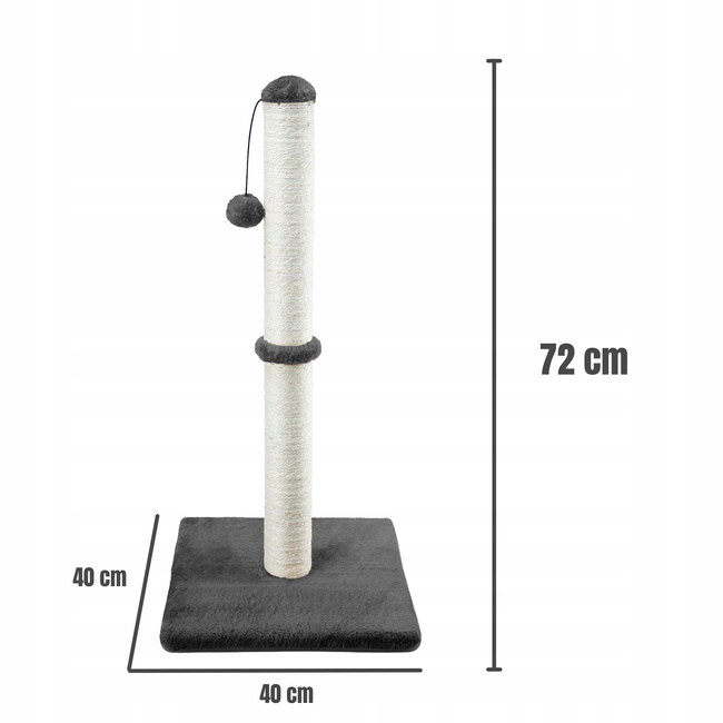 Drapak dla kota Gaczoo słupek z piłeczką ciemny szary 40 x 40 x 72 cm