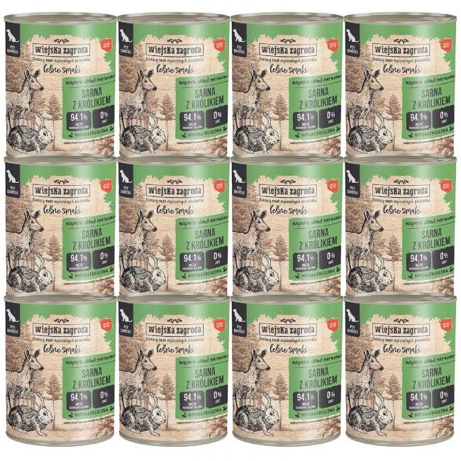WIEJSKA ZAGRODA Leśne smaki Mokra karma dla psa  12 x 800g Sarna Królik