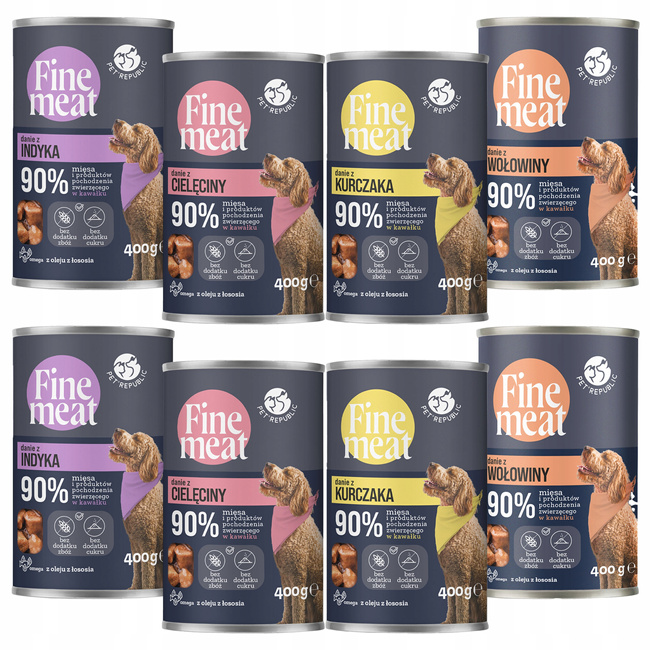 PET REPUBLIC FINE MEAT karma mokra psa kawałki w sosie mix smaków 8 x 400g Bezzbożowa