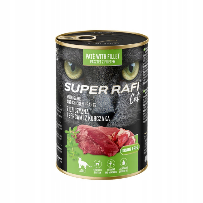 SUPER RAFI Cat karma mokra dla kota dziczyzna 12 x 400g