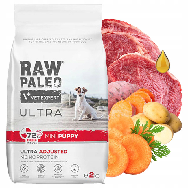 RAW PALEO ULTRA MINI Puppy Wołowina karma sucha dla szczeniąt 2 kg