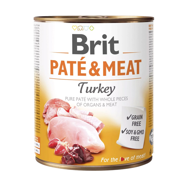 BRIT PATE & MEAT Karma mokra dla psa Indyk 800g Bezzbożowa