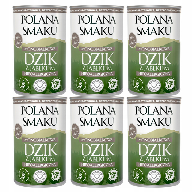 Mokra karma monobiałkowa dla psa Polana Smaku Dzik z jabłkiem 6 x 400g