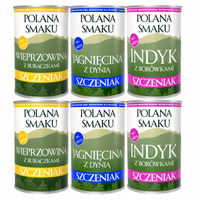 Mokra karma monobiałkowa dla szczeniąt Polana Smaku Junior 6 x 400g  mix smaków