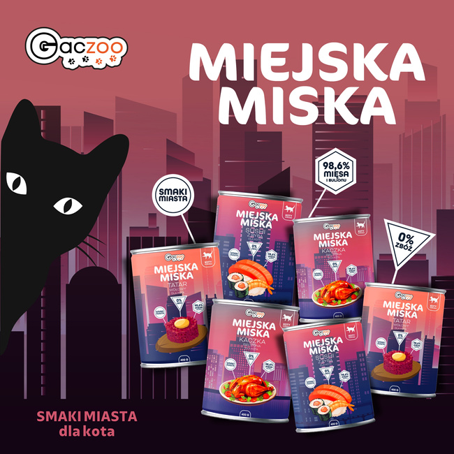 Gaczoo Miejska Miska bezzbożowa karma mokra dla kota Sushi z Rybą 24 x 400g