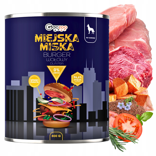 Gaczoo Miejska Miska bezzbożowa karma mokra dla psa mix smaków 5 x 800g