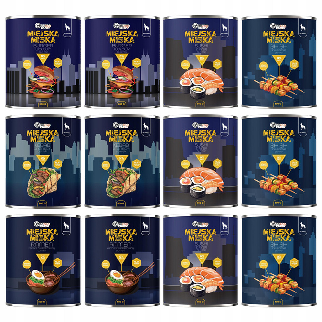 Gaczoo Miejska Miska bezzbożowa karma mokra dla psa mix smaków 12 x 800g