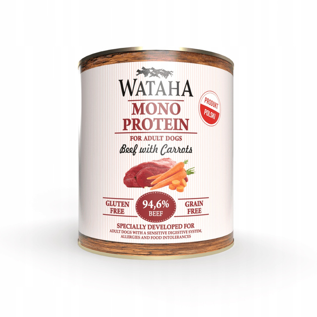 WATAHA Mono Protein Adult karma mokra dla psa Wołowina z Marchewką 800g