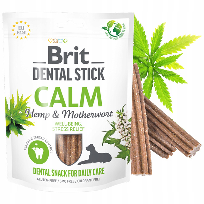 Brit Dental Stick 251g Calm przysmak z Konopiami dla psa