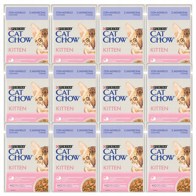 Purina Cat Chow Kitten mokra karma dla kociąt smak Jagnięcina z Cukinią 12 x 85g 