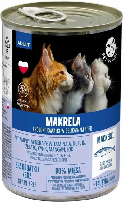 PET REPUBLIC Karma mokra dla kota Makrela 10 x 400g