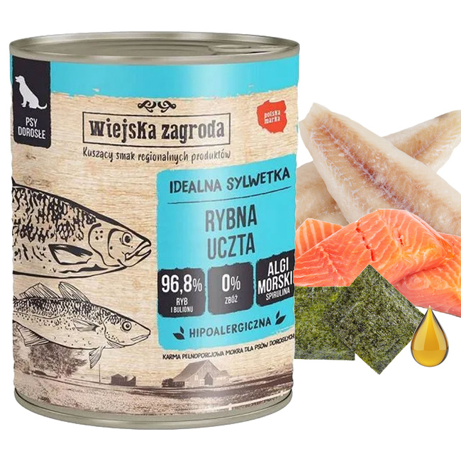 WIEJSKA ZAGRODA Karma mokra dla psa Rybna uczta 6 x 800g Bezzbożowa