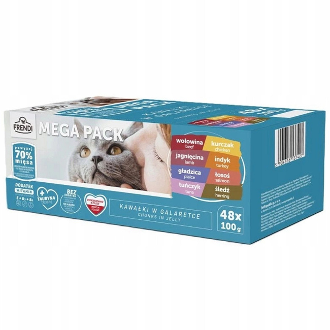 FRENDI kawałki w galaretce karma mokra dla kota mięsno-rybne smaki 48x 100g