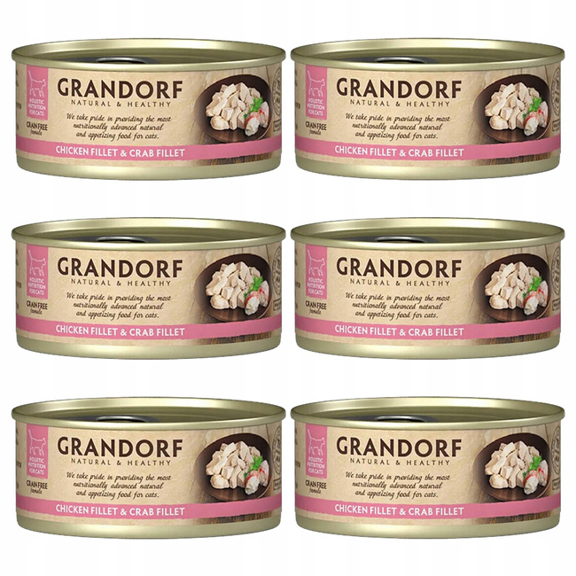 GRANDORF zdrowa karma mokra dla kota Kurczak Krab 6 x 70g Bezzbożowa