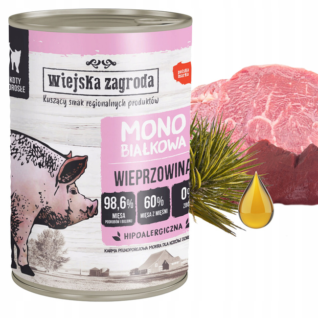 WIEJSKA ZAGRODA MONO Karma mokra dla kota mix smaków 12 x 400g