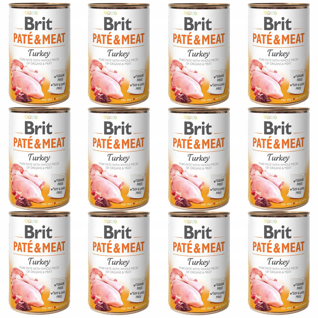 Brit Pate & Meat 12 x 400g Turkey mokra karma dla psa