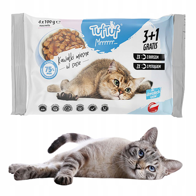 TUF TUF Karma mokra dla kota mix smaków 8 x 100g