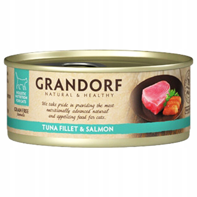 GRANDORF zdrowa karma mokra dla kota Tuńczyk Łosoś 70g Bezzbożowa
