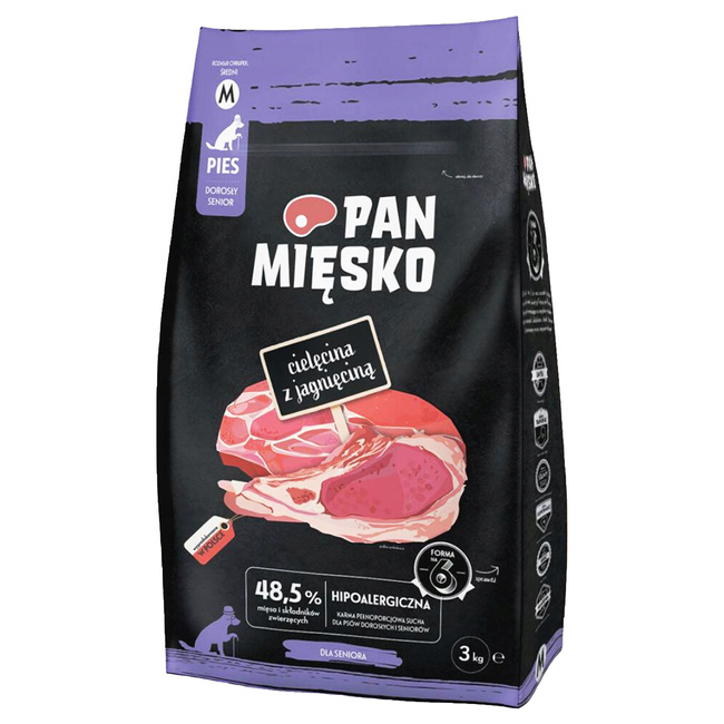 Pan Mięsko Sucha Karma dla psa seniora 3 kg M Cielęcina Jagnięcina