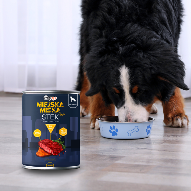 Gaczoo Miejska Miska bezzbożowa karma mokra dla psa Stek Wołowy 400g