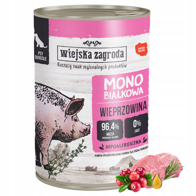 WIEJSKA ZAGRODA Karma mokra dla psa MONO PROTEIN MIX 6x400g