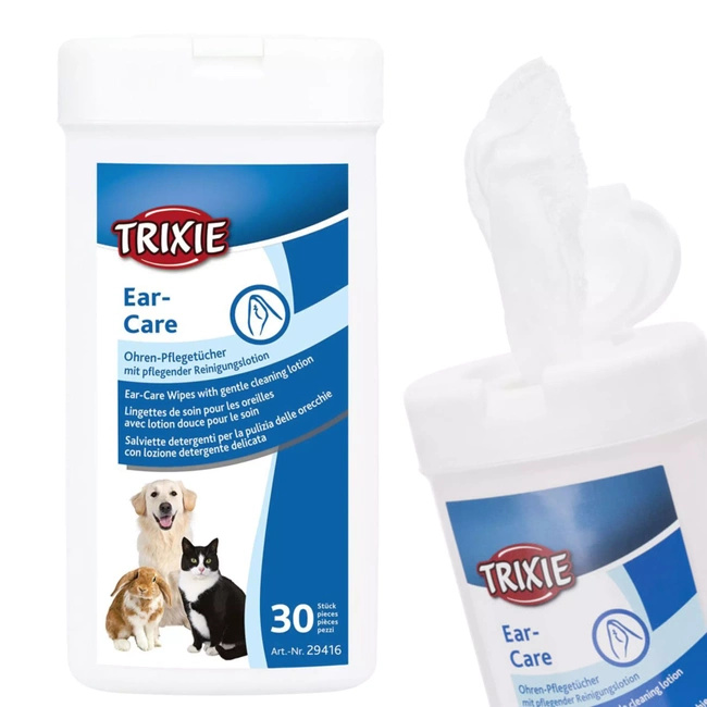 TRIXIE Zestaw CHUSTECZEK do pielęgnacji uszu x 30