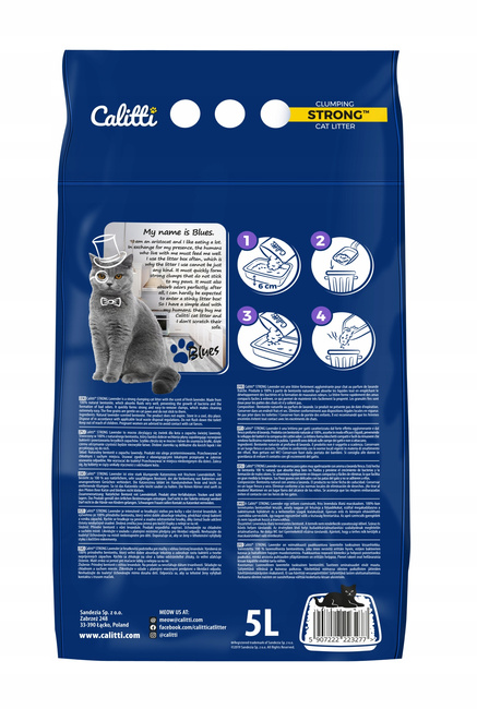Żwirek Bentonitowy dla kota Calitti Strong 5l Lawenda