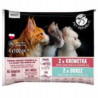 PET REPUBLIC mokra karma dla kota krewetka dorsz 4 x 100g