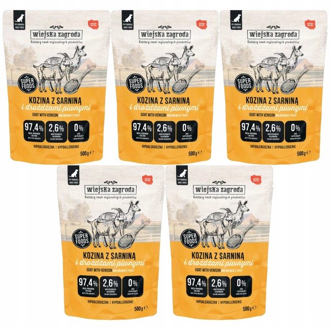 Wiejska Zagroda karma mokra dla psa Kozina z Sarniną 5 x 500g