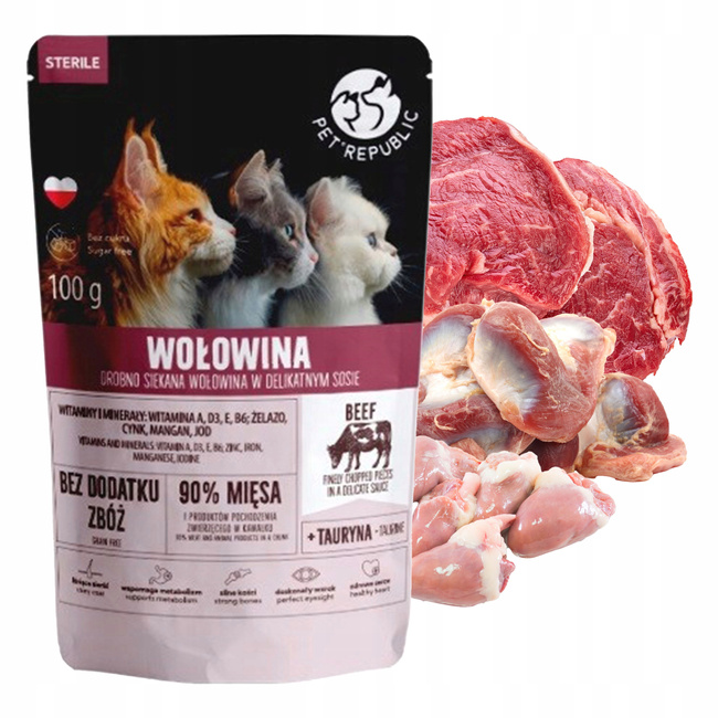 PET REPUBLIC Fileciki karma mokra dla kota mix smaków 120 x 100g Bezzbożowa