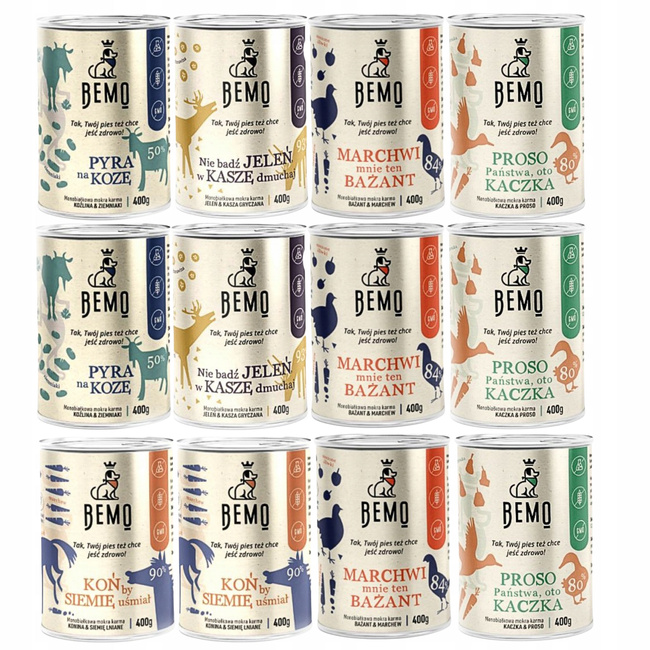 BEMO karma mokra dla psa mix smaków 12 x 400 g Monobiałkowa