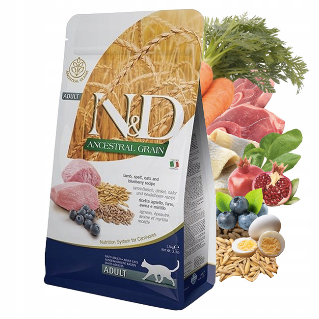 FARMINA N&D Ancestral Grain zdrowa karma sucha dla kota Jagnięcina 1,5kg