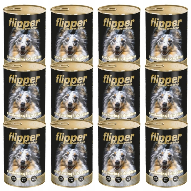 FLIPPER Mokra karma dla psa Dolina Noteci Wołowina Drób 12 x 400g