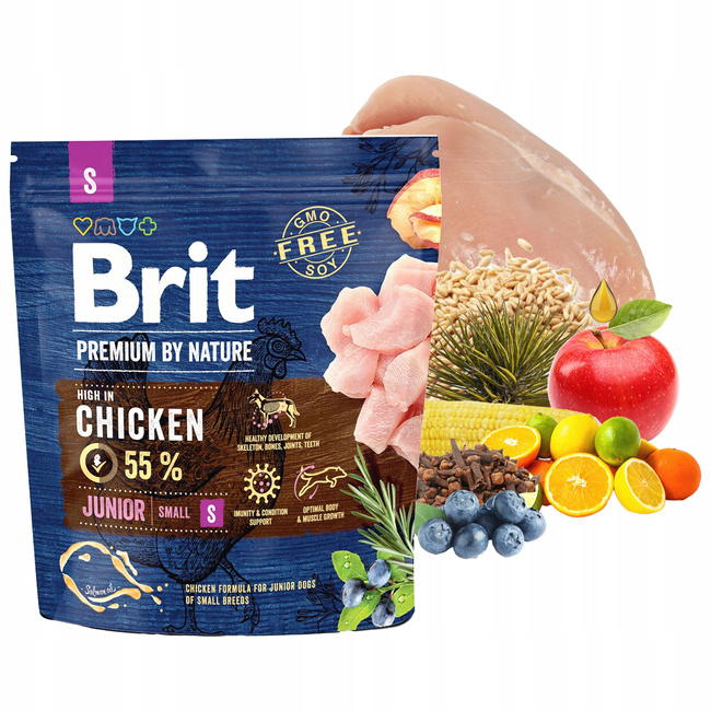 Brit By Nature 1 kg Chicken Junior S sucha karma dla szczeniąt